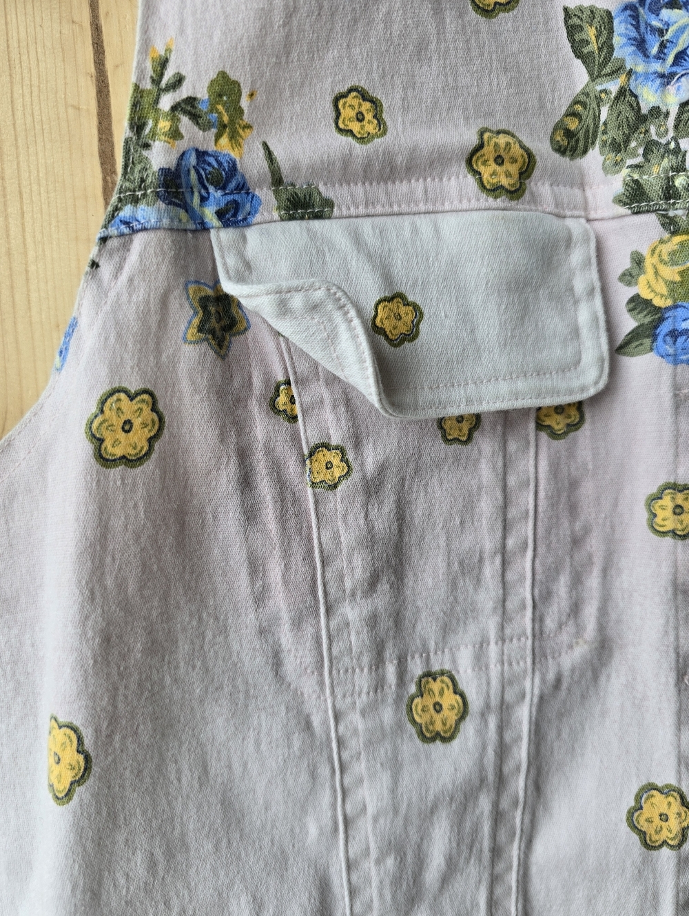 High Art Sleeveless Denim Floral Button Up Vest Soft Pink White Medium - Picture 4 of 8